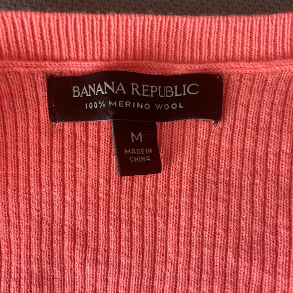 Banana Republic Merino Wool Bright Peach Cardigan - Picture 3 of 4